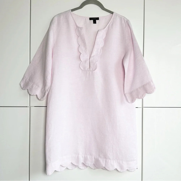J. Crew Pink Scallop Swim Cover Up / Tunic / Dress Linen Cotton Blend Size XS - Picture 1 of 8